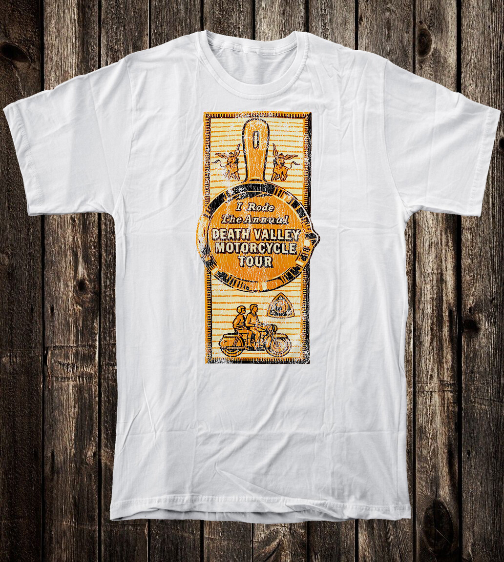 Retro Biker Tee T Shirt Vtg Art I Rode Annual Death Valley Motorcycle Tour