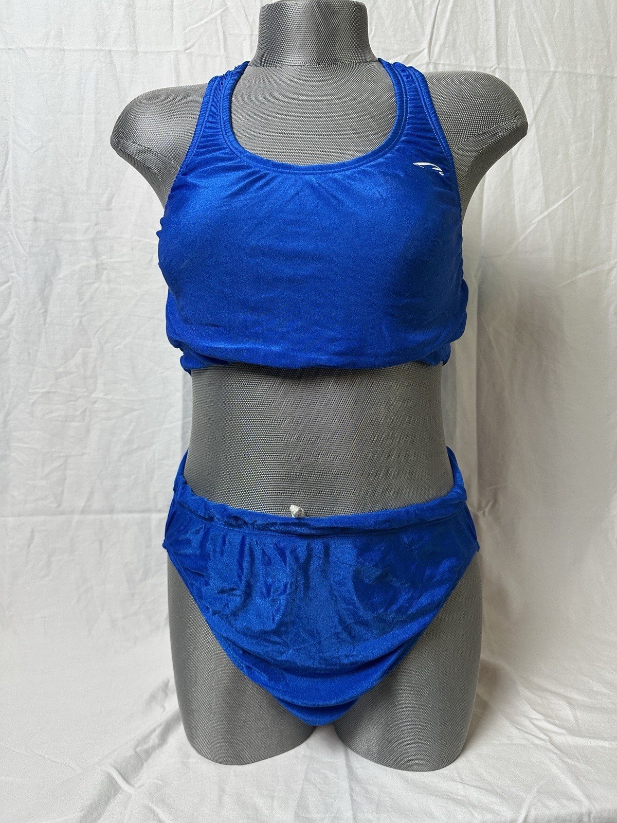Vintage 90s Ceres Womens Two Piece Workout Swimsuit Blue Size 34 Made In USA