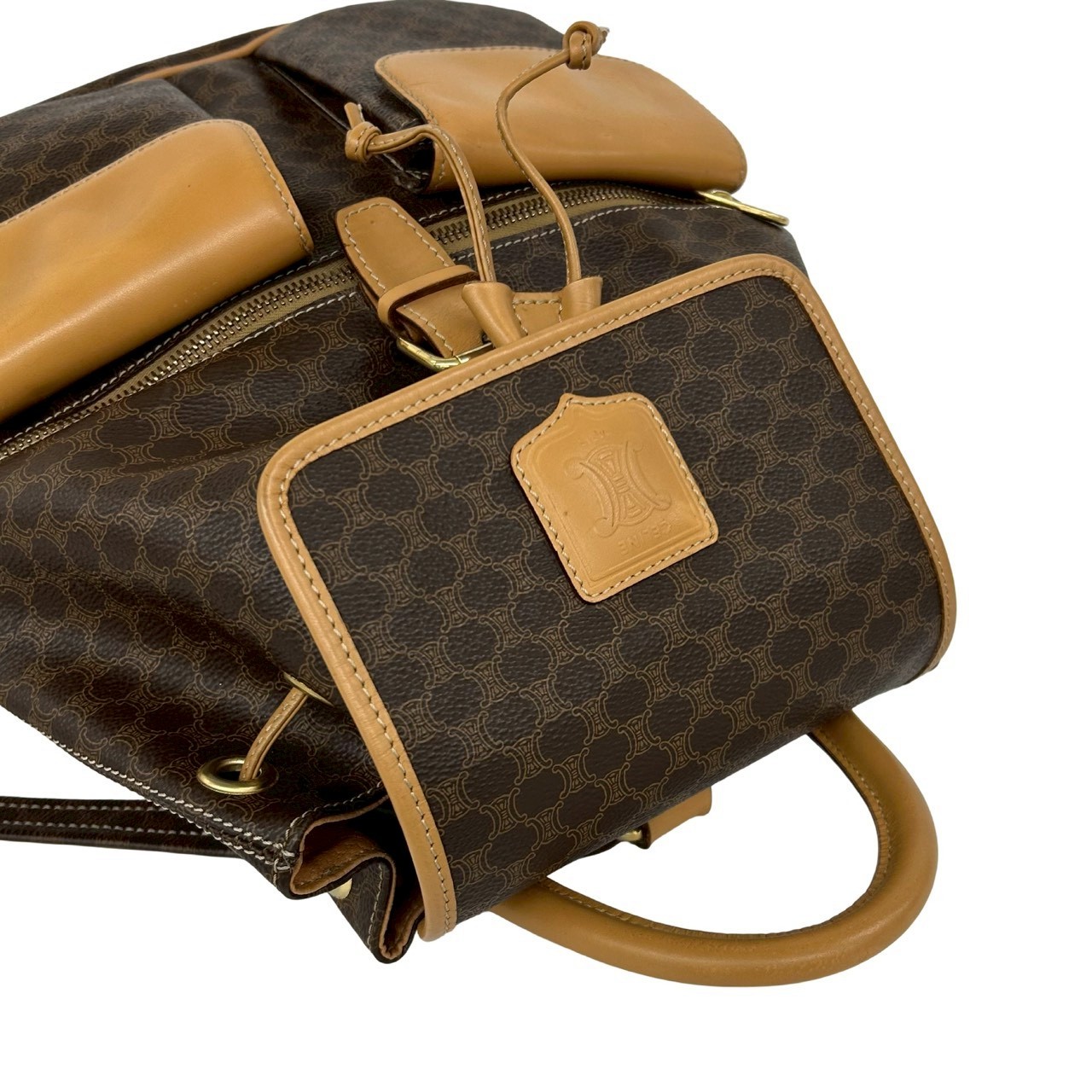 CELINE Macadam Blason Triomphe Pattern Backpack leather PVC Brown 69309