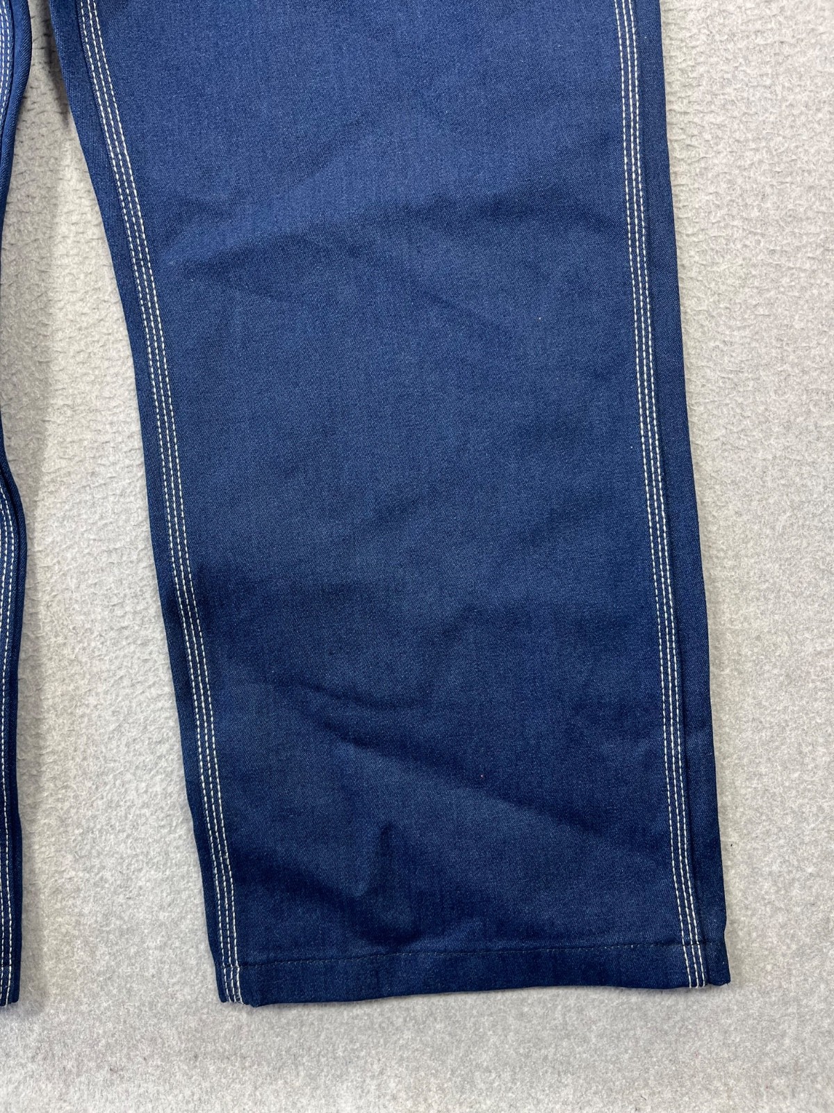 Big Smith Bib Overalls Mens 40×30 Blue Denim Triple Sticth Zipper Fly Carpenter