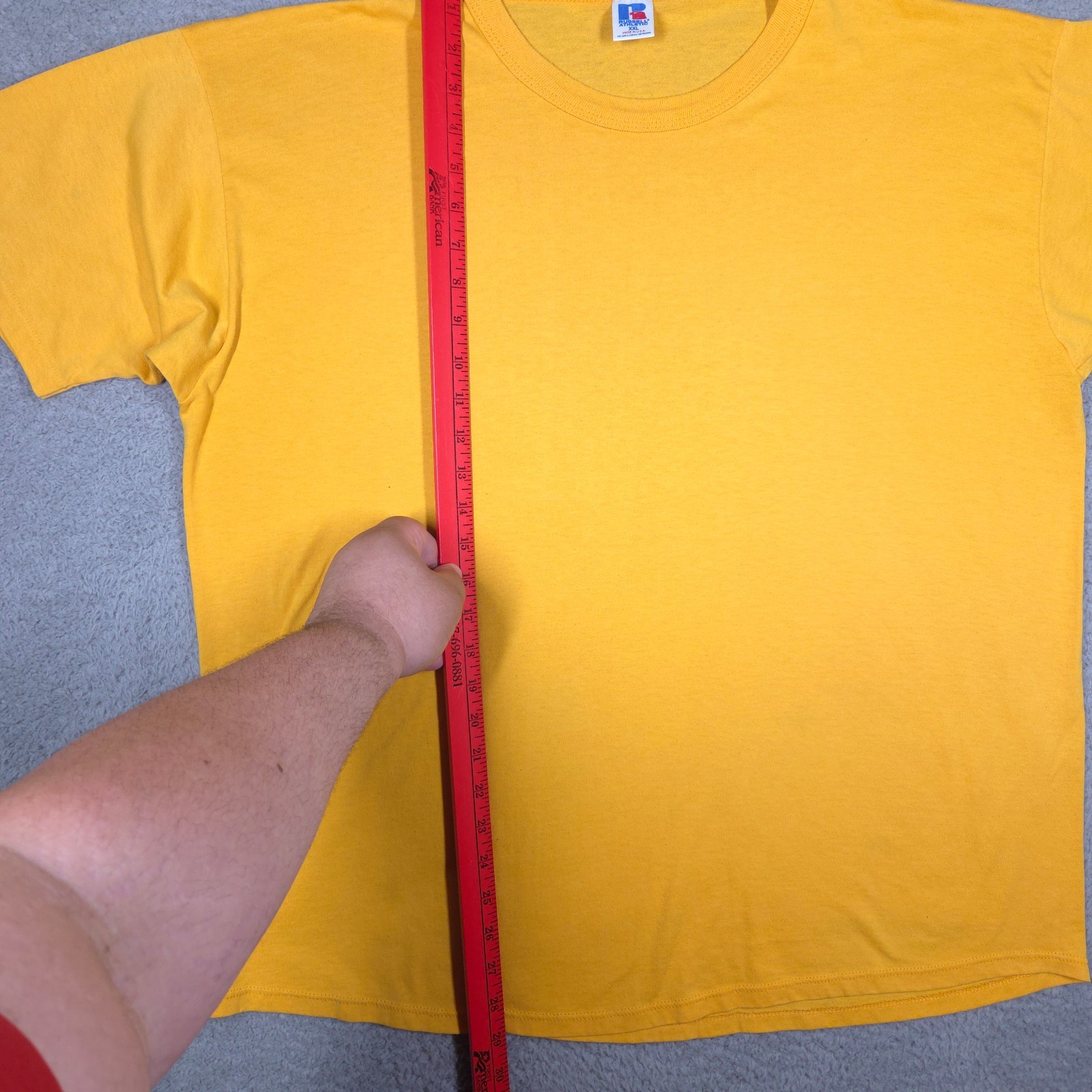 Vintage Russell Athletic T-Shirt Men’s 2XL Yellow Blank Single Stitch USA 90s