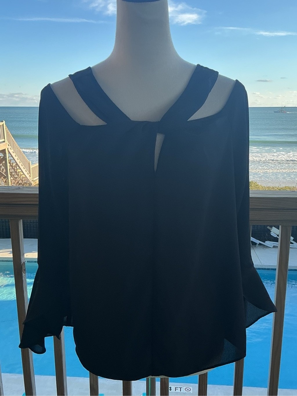 H by Halston Cold Shoulder Elegant Blouse