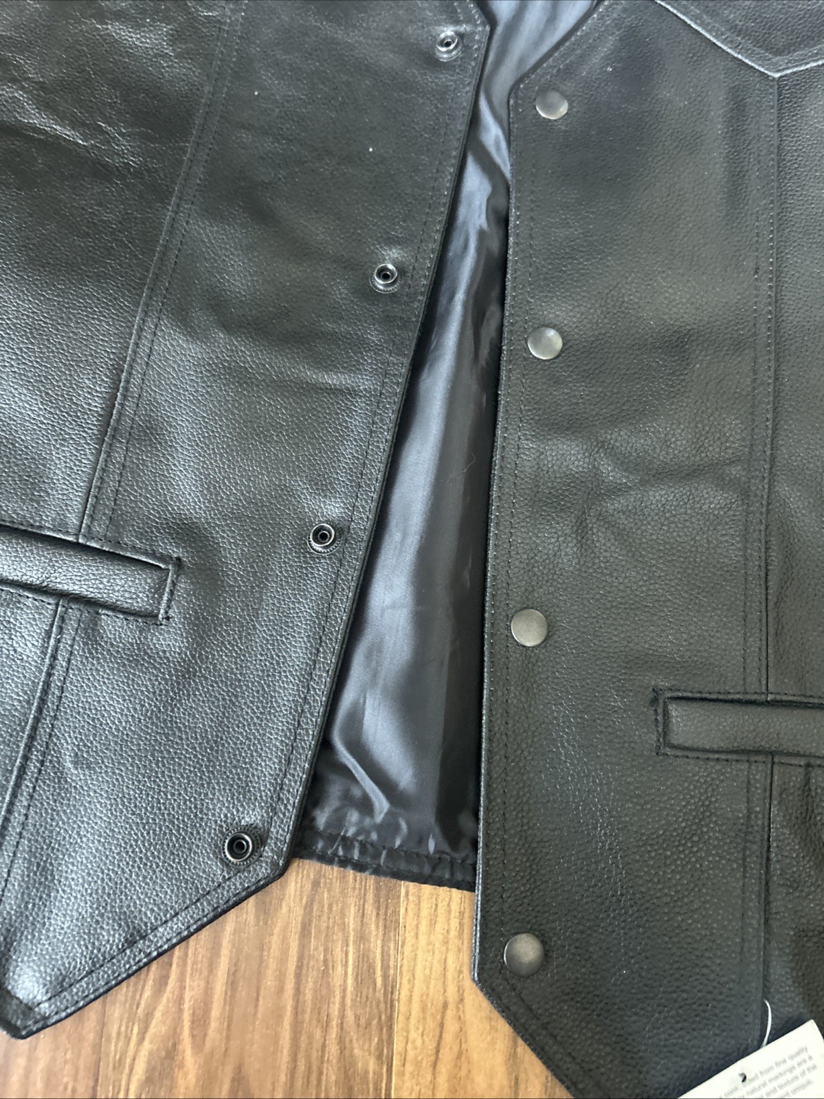 Leather Snap Button vest Mens Size Large XL Made in USA Motorcycle Moto NEW TAGS