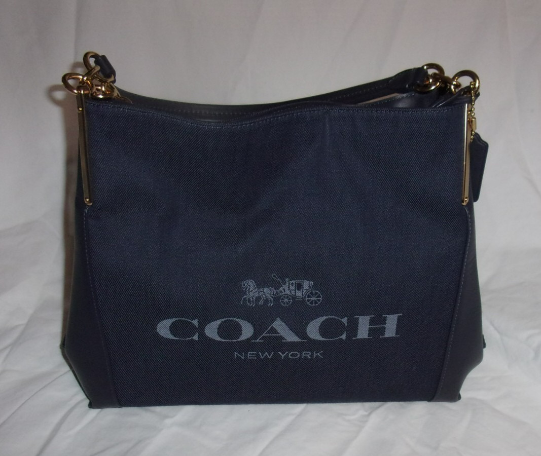 Coach Lori C0670 Shoulder Bag in Deep Navy Soft Leather &Canvas