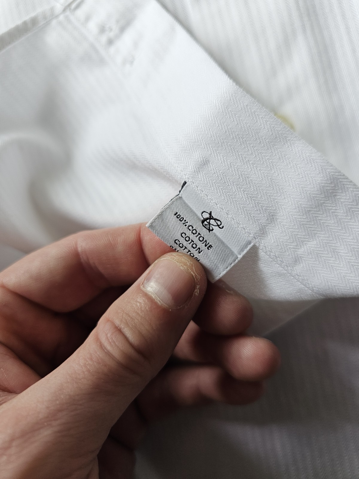 Canali White Dress Shirt 16/41 Double Cuff Herringbone Formal Regular *MINT*