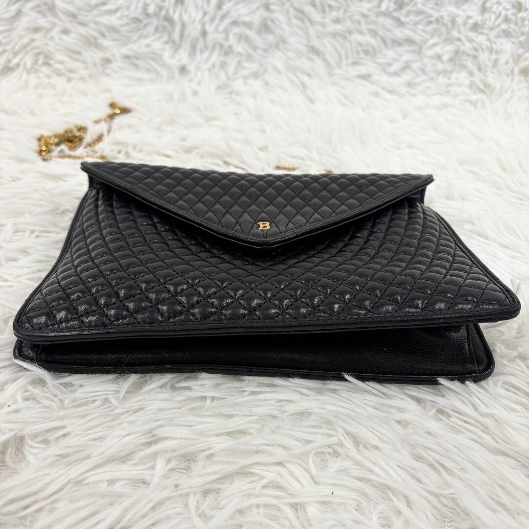 Bally Black Quilted Leather Chain Shoulder Bag Gold Hardware Flap Women