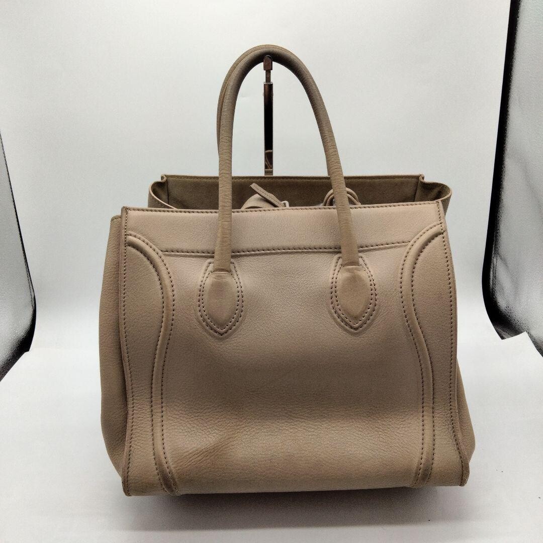 CELINE Luggage Phantom Tote Bag Greige Leather Zip Auth