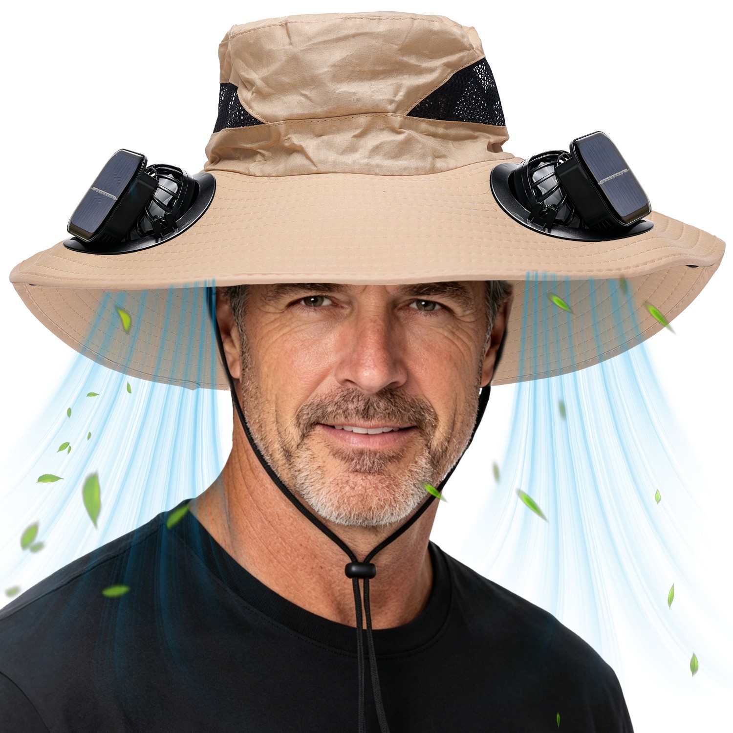 2026 NEW Wide Brim Sun Fishing Hat with 3 Solar & USB Powered Fan UV Protection