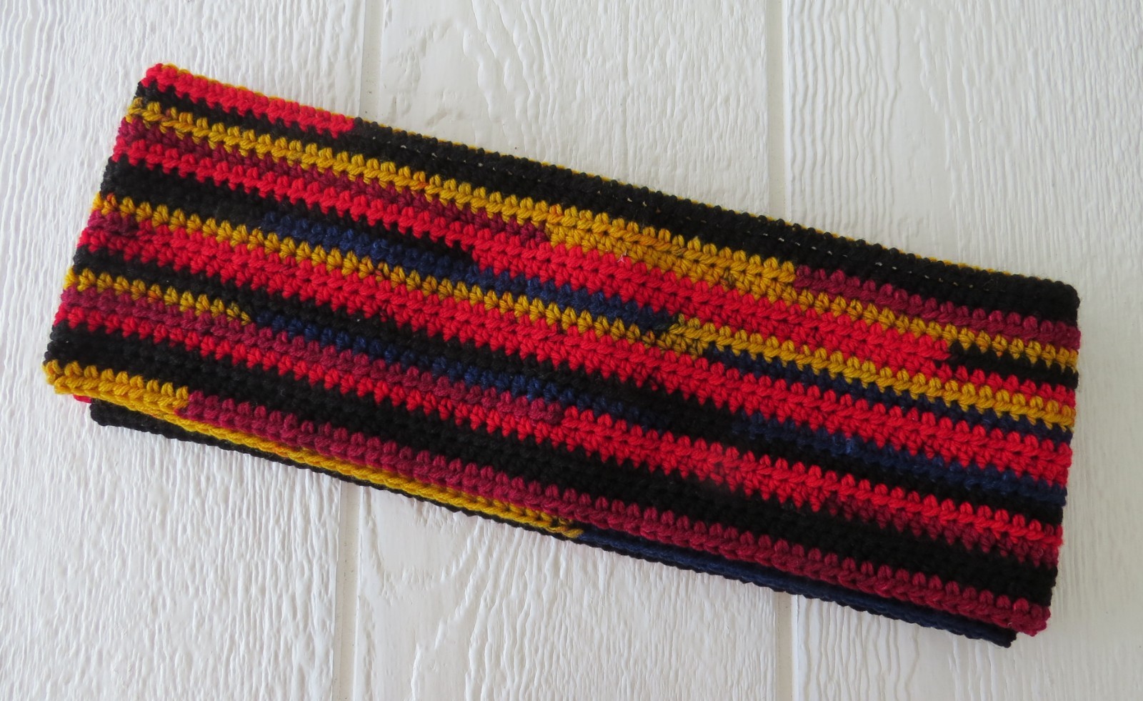 Orange Tan Black Red Multi Color Crochet Scarf – Adult Size