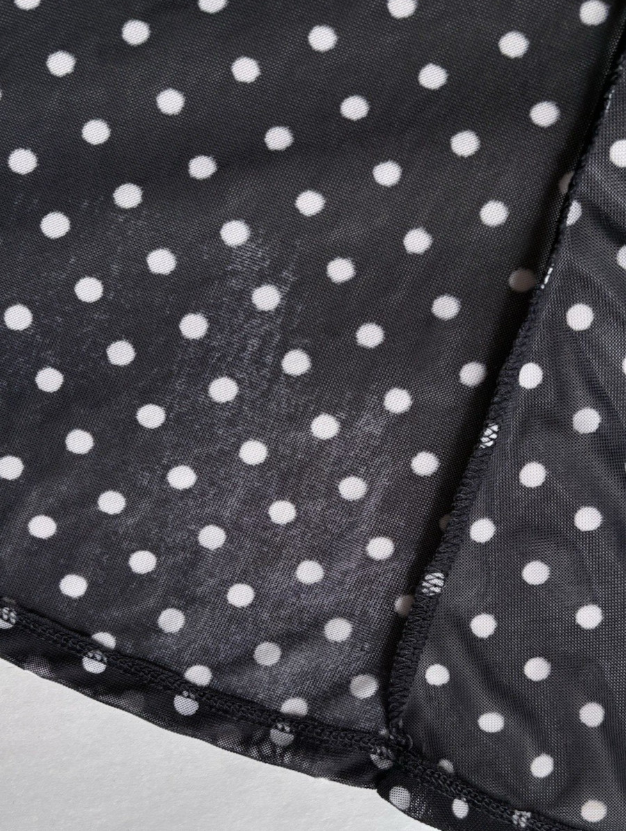 Zero 2 Eight Plus 3X Sheer Mesh Polka Dot Open Front Cardigan Black White Draped