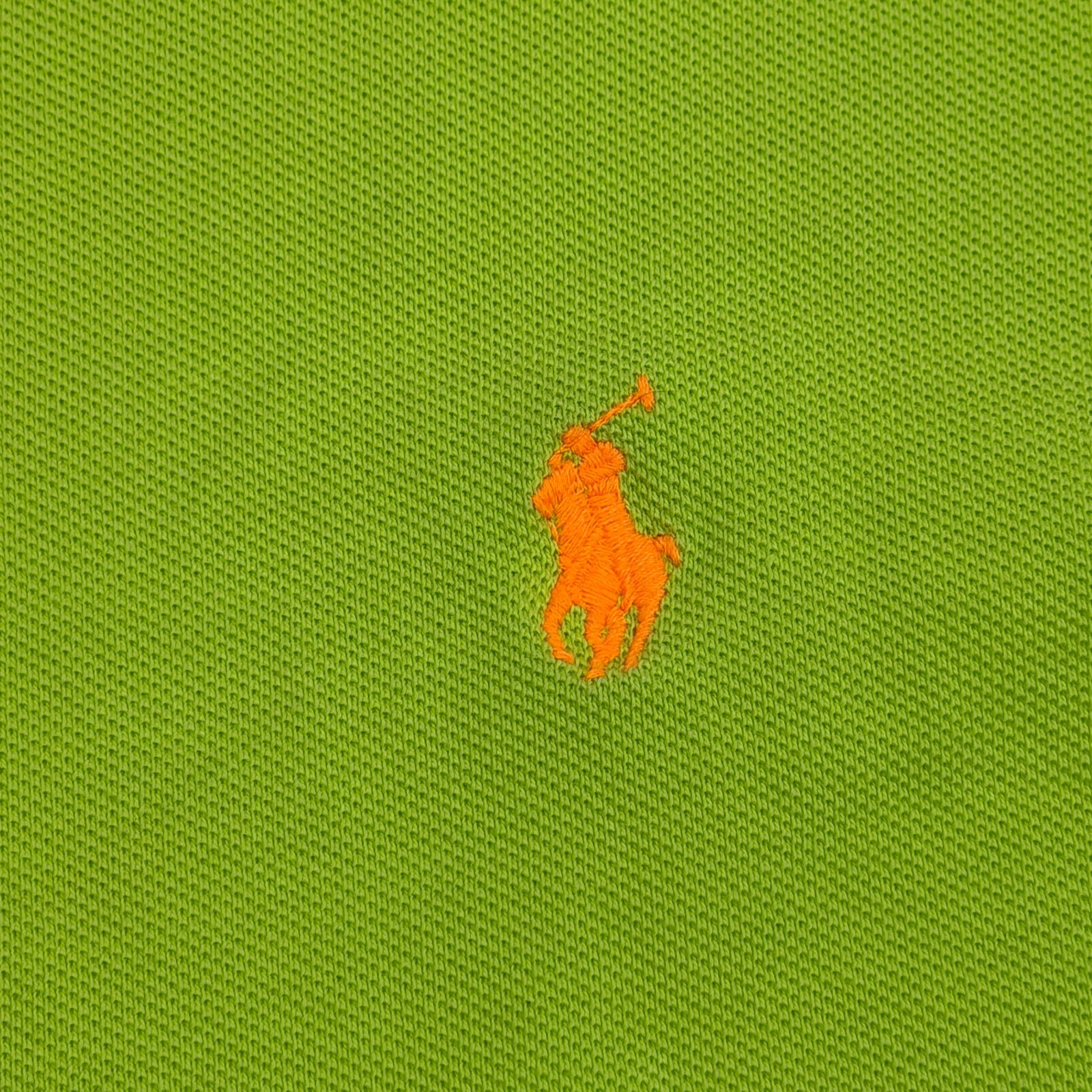 Polo Ralph Lauren Sweatshirt Mens Medium Neon Green Mesh Crewneck Orange Pony