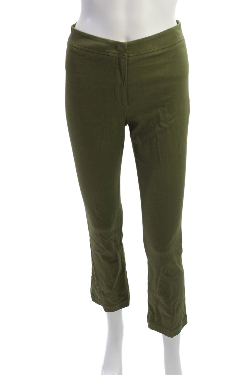 Sharis Place Women Green Cropped Pants 97% Cotton 3% Elastane Size 38