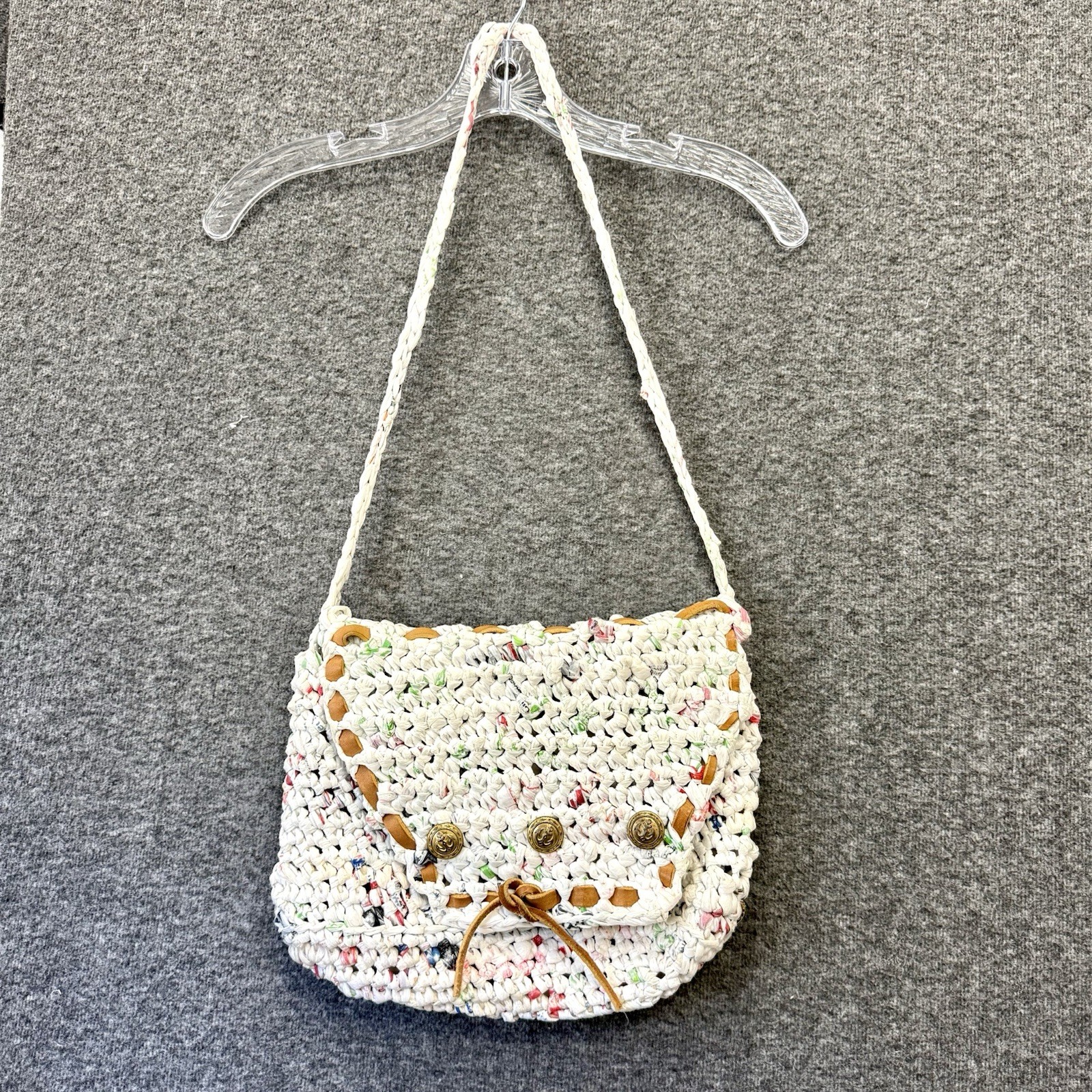Handmade Recycled Woven Plastic Grocery Bag Tote Eco Friendly Upcycled Purse
