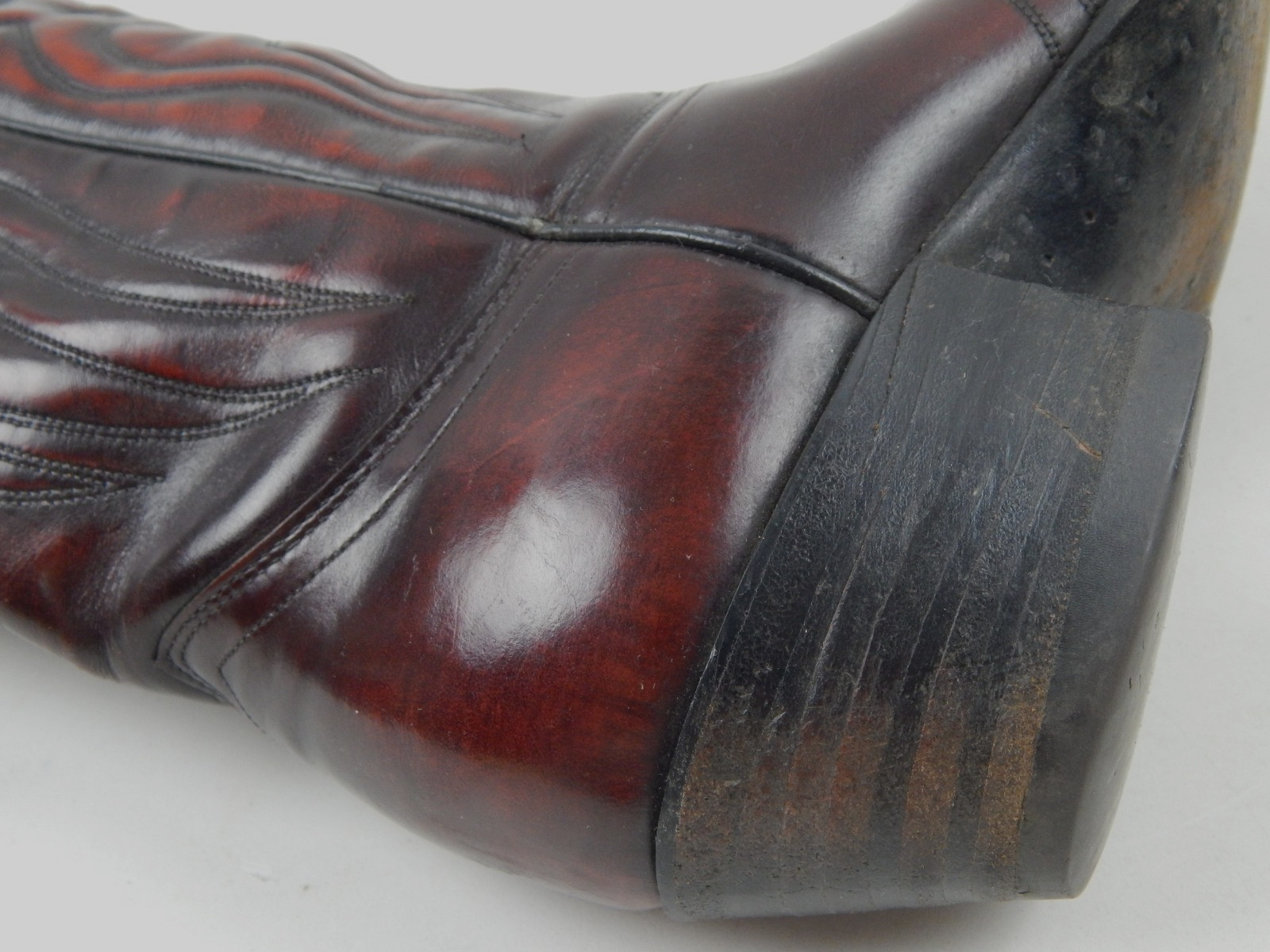 VTG J Chisholm Handcrafted Western Boots Style 990 Oxblood Black Cherry Men’s 8D