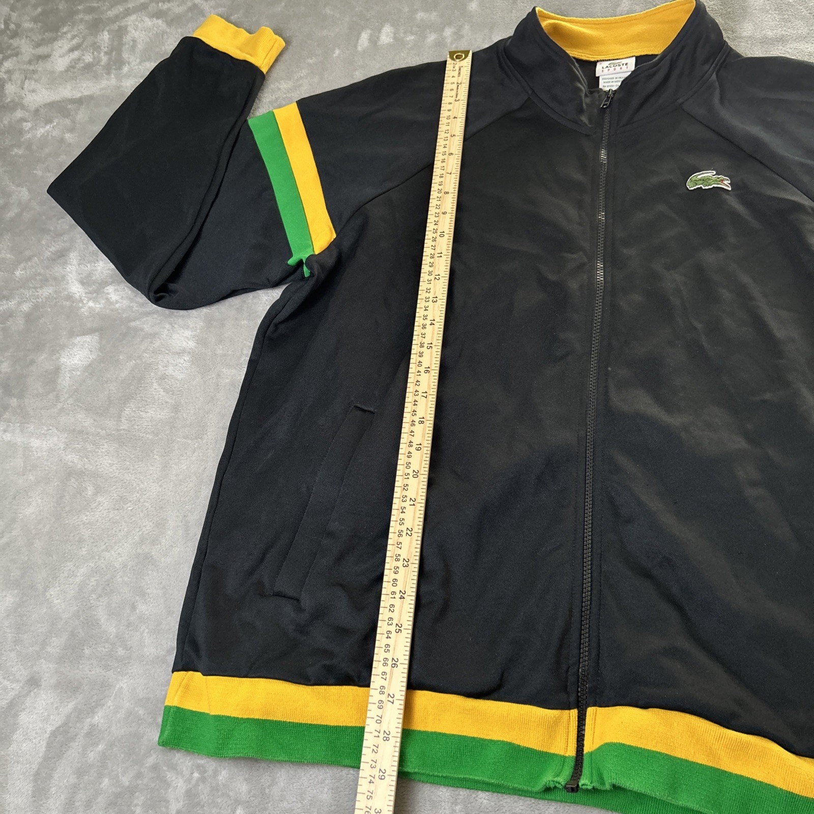 Lacoste Track Jacket Mens 3XL 9 Black Jamaica Rasta Zip Colorblock Big Croc READ
