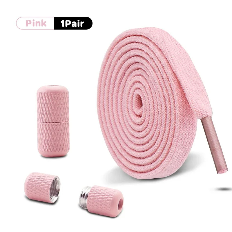 1Pair Elastic Shoelaces Sneakers Unisex Lazy 8mm Wide Flat Shoelace Colorful Cap