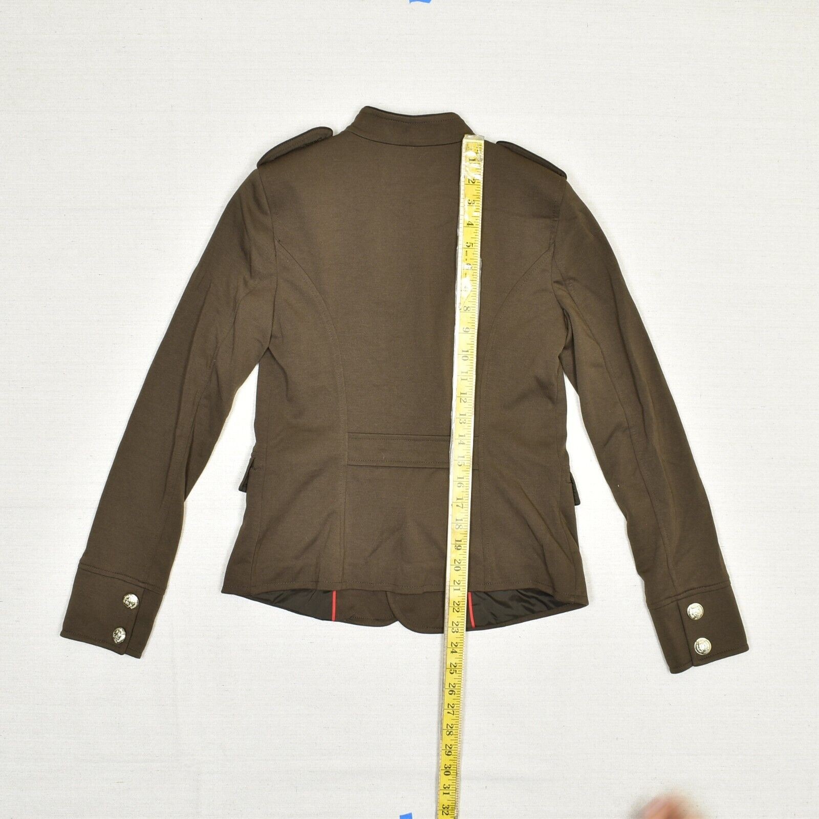 Tommy Hilfiger Women Double Breasted Blazer Jacket Solid Polyester Brown Size 0