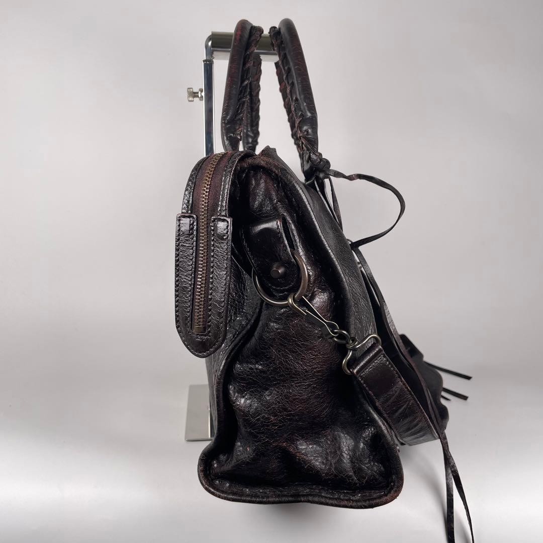 Balenciaga 2Way Leather Handbag Shoulder Bag Brown size 14.2×9.8×5.5 inches