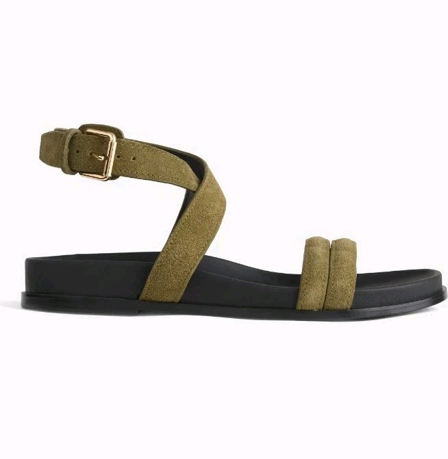 Madewell The Caro Ankle-Wrap SandalsSuede Aged Olive Sz 5.5 New In Box