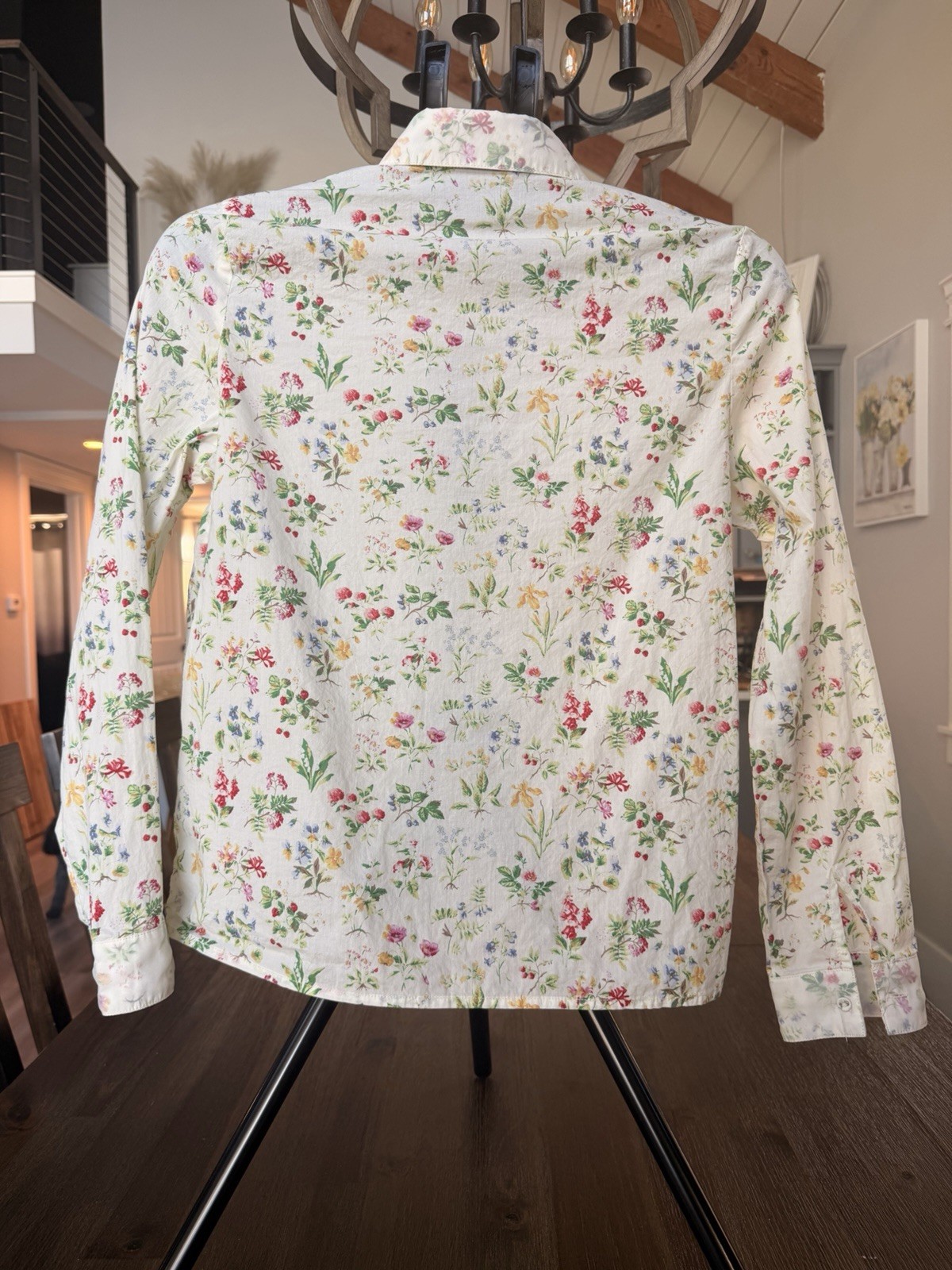 Daphnea Paris Floral Button Front Blouse Women’s Medium Cottagecore Botanical