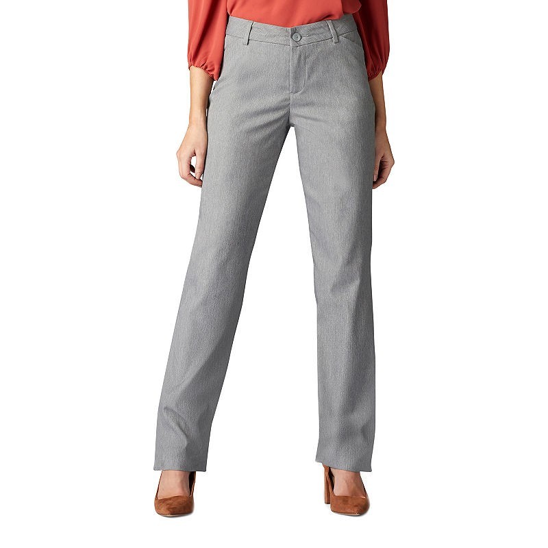 Lee Relaxed Fit Straight Leg Pants Womens 8 Light Gray Wrinkle Free Stretch NEW