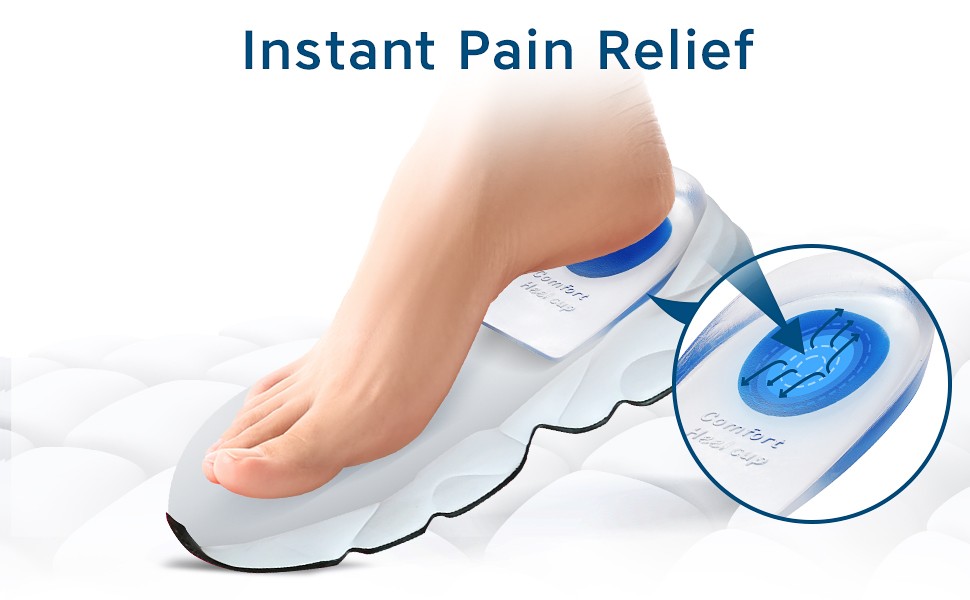 Heel Cushions for Heel Pain Relief (4 Pack) – Gel Heel Cushion Inserts, Gel Heel