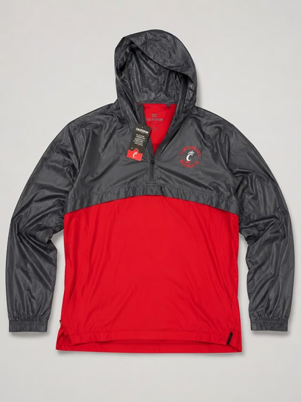 Men’s 3XL Cincinnati NWT Pullover Windbreaker Jacket – Red/Gray Hooded