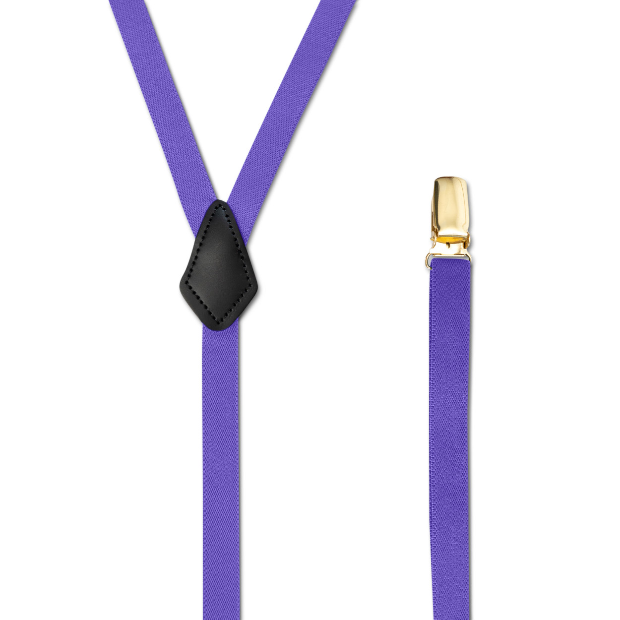 Men’s Goldtone Metal Suspenders with Clip On, Y Style & Leather Patch, USA Made