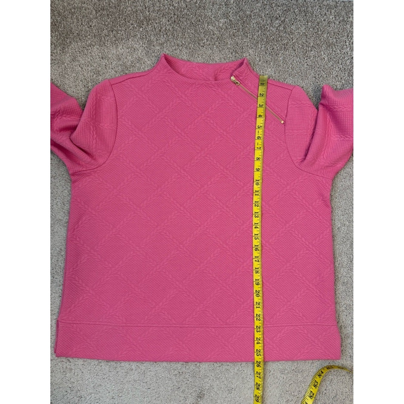 Talbots Plus Textured Funnel Neck Pullover Sweatshirt Petunia Pink 1X