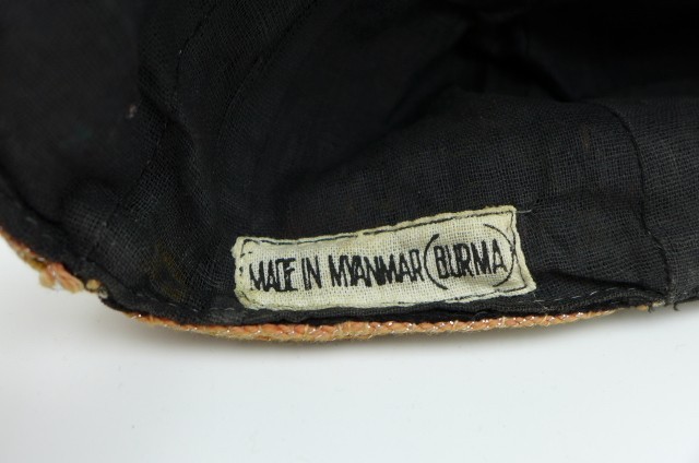 Vintage Myanmar Burma Beaded Embroidered Velvet Hand Made Caps Black & Gold (2)