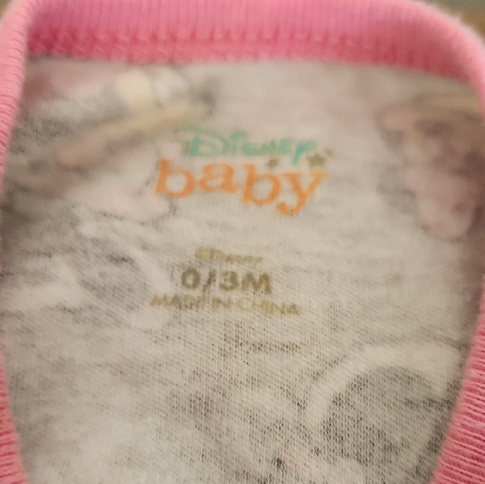 Disney Baby 0-3M Footed Fleece Zip Sleeper Gray/Pink Minnie Mouse 1 Piece