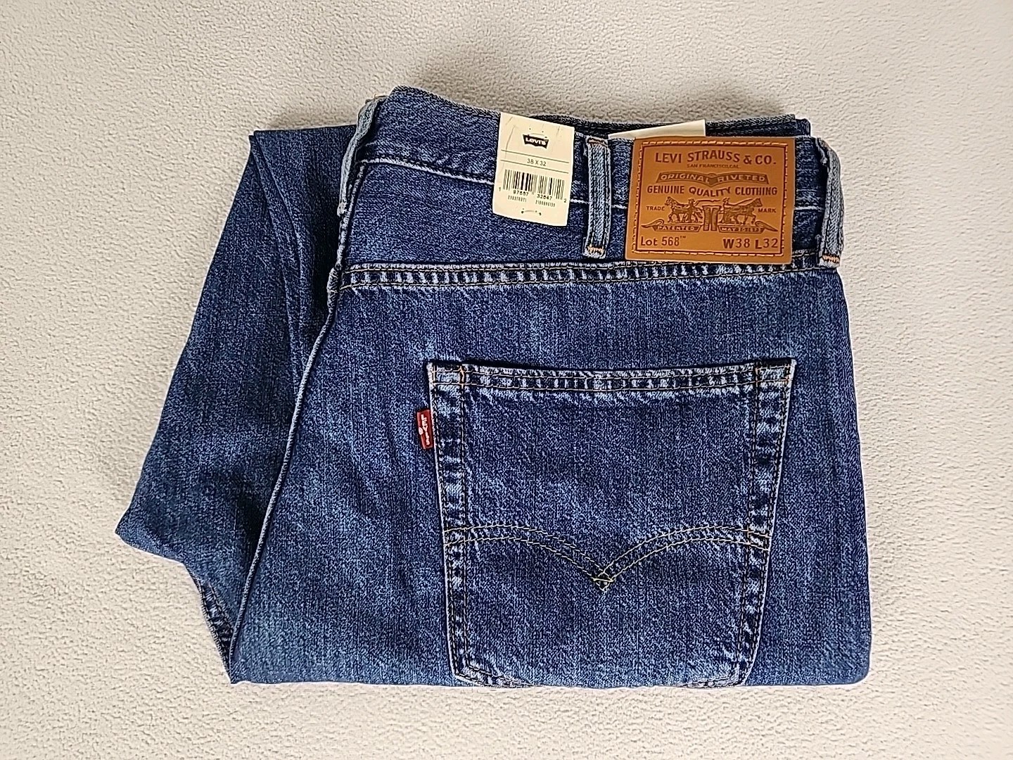 Levi’s 568 Premium Loose Straight Leg Zip Fly Denim Jeans 38X32 Mens Medium Blue
