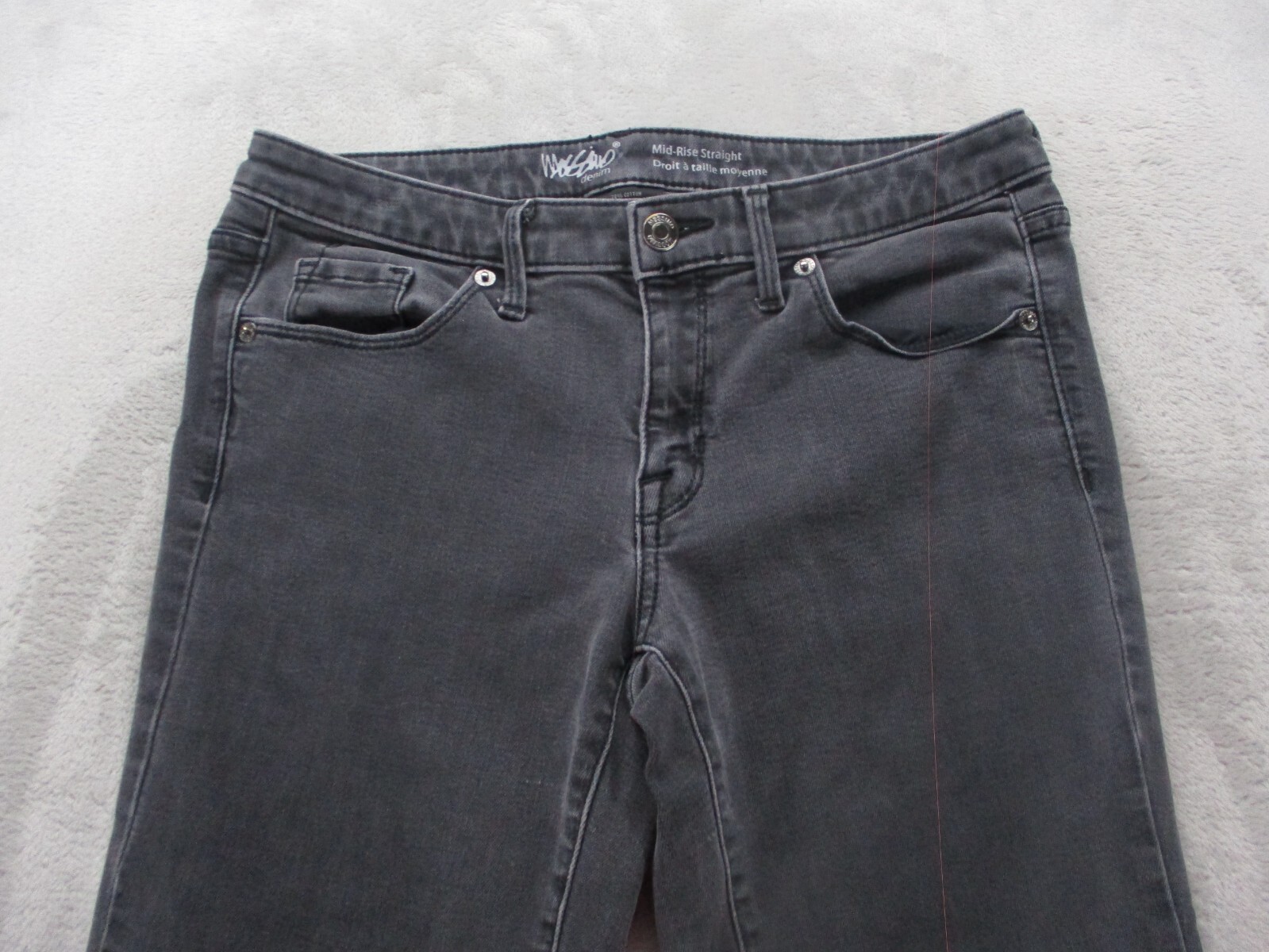 Mossimo Denim Straight Leg Jeans Women’s 8 Gray Charcoal Wash Stretch Low-Rise
