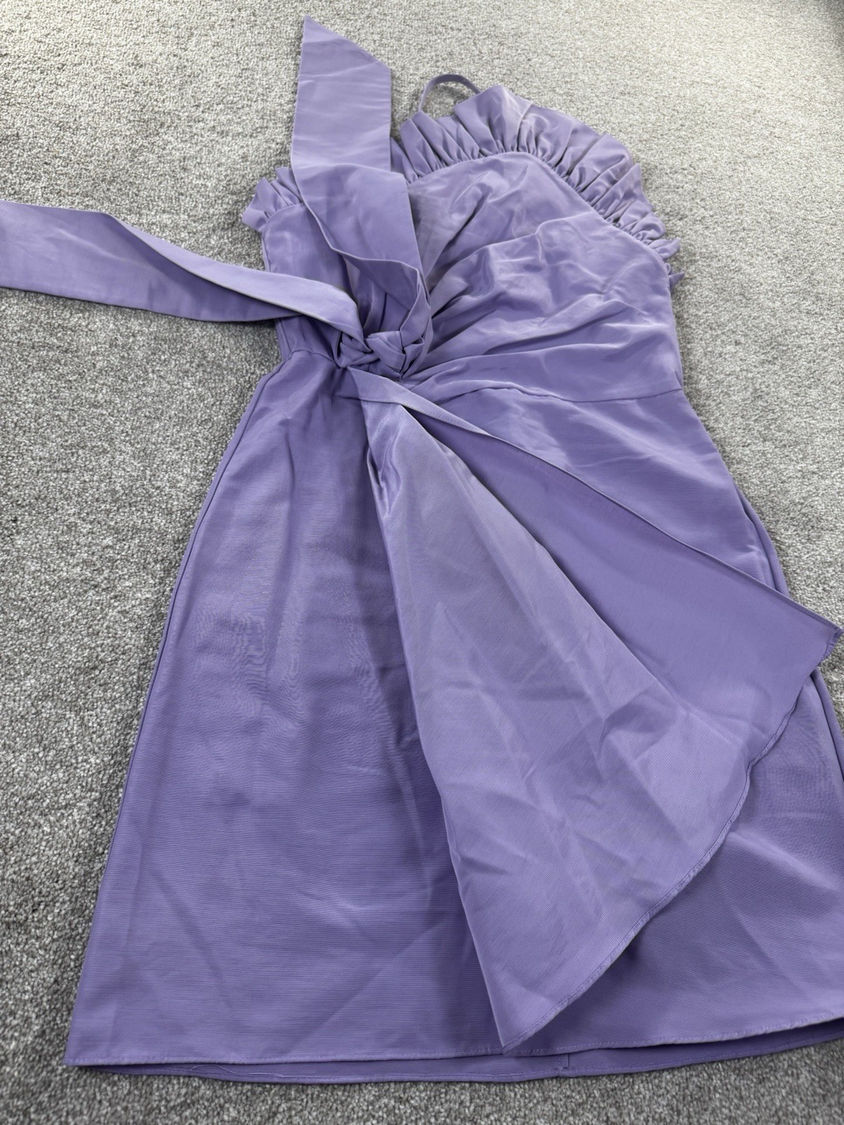 Delphine New York Purple One Shoulder Ruffle Bow Mini Dress 2 Zip Lined
