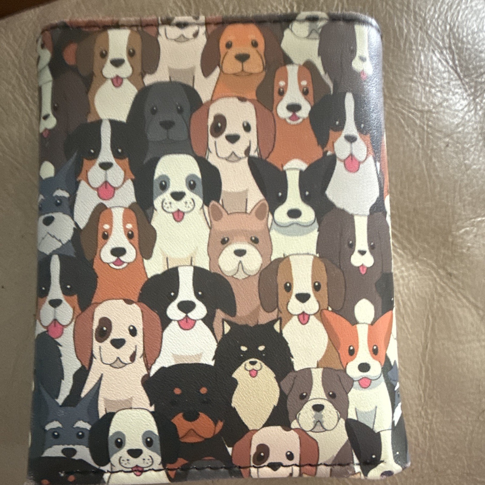 Women’s Bifold Wallet Dog Animal Print Multicolor White ID Slot Credit Card