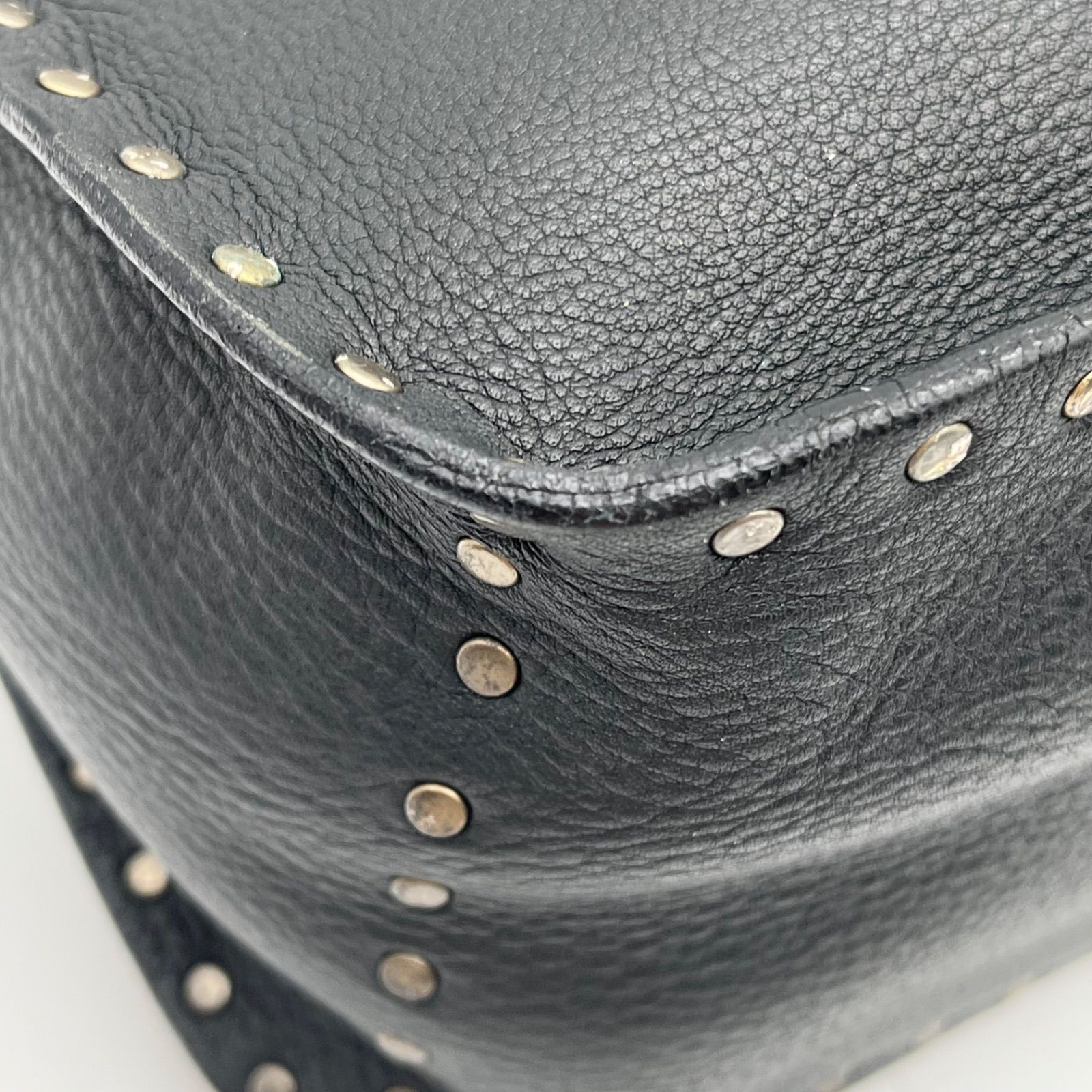 Auth Celine Boogie Bag Studs Leather Handbag, Black 2Y10564