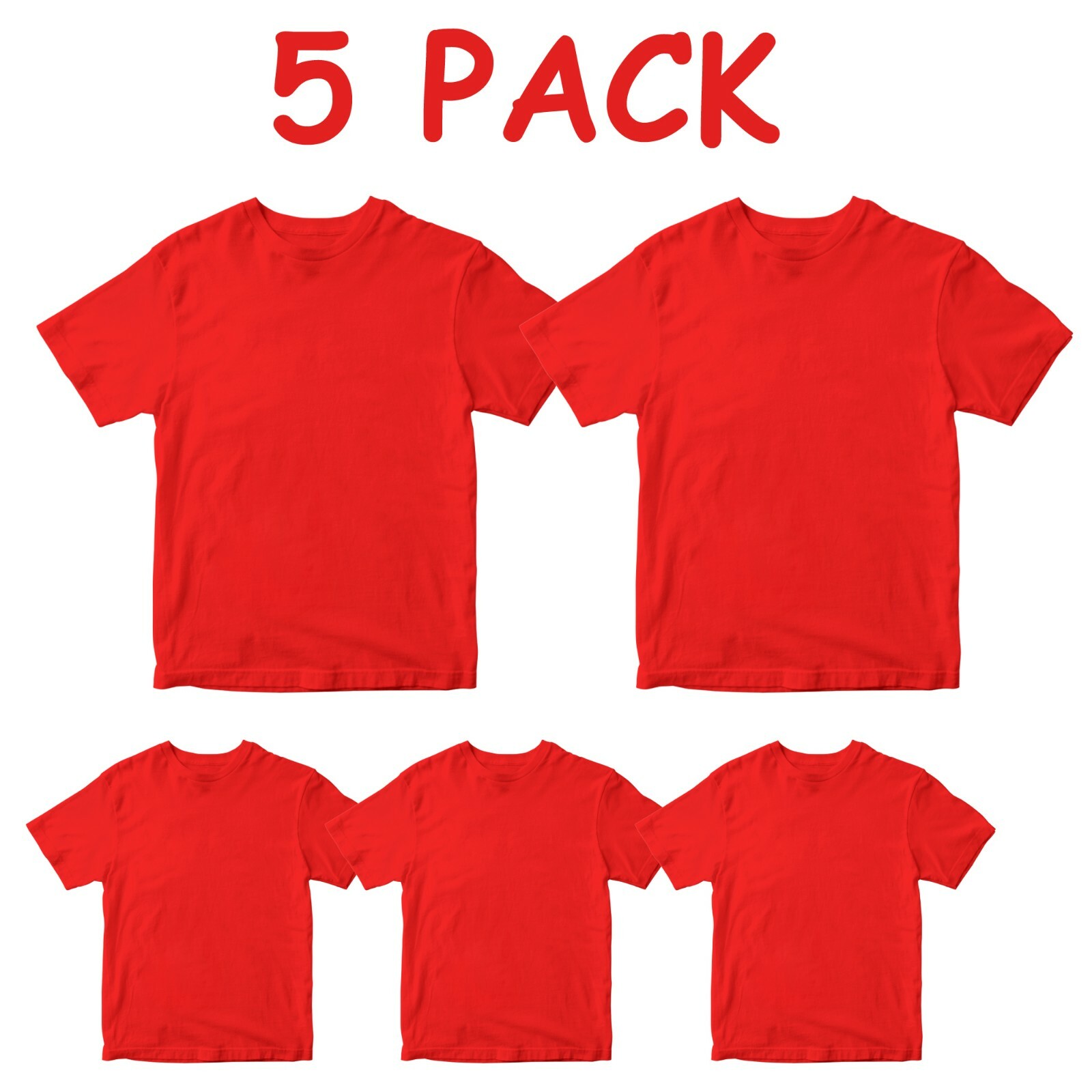 5 pack Plain T-shirt Unisex Premium Cotton Crew Neck Round t-shirt Gifts Top