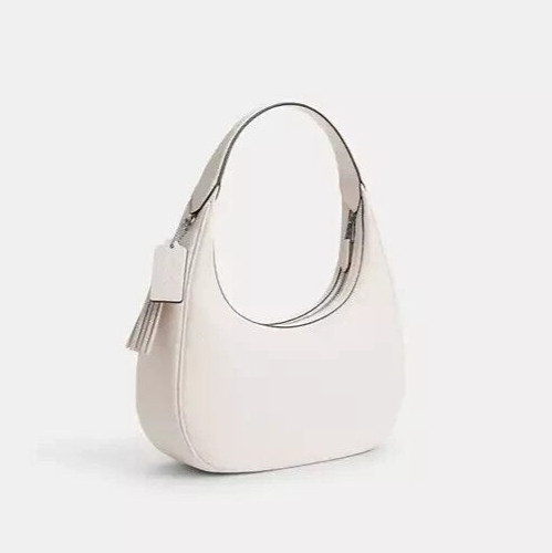 Coach Women’s Silver/Chalk Carmen Refined Pebble Leather Shoulder Bag (CR151)