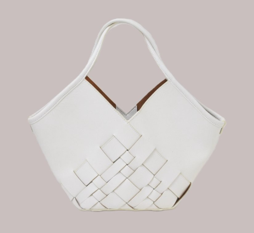 HEREU Leather Mesh Tote Bag Handbag White Excellent condition