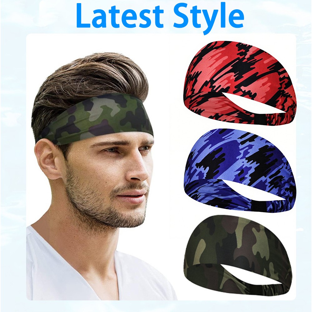Sports Headband Moisture Wicking Sweat Band Elastic Wide Hair Band for Men Women