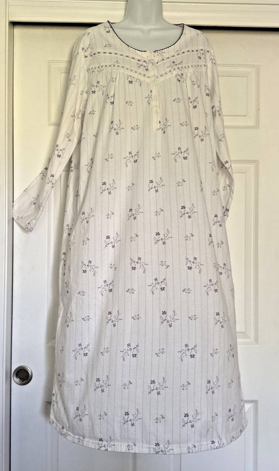 Keyocean long Nightgown 100% Cotton Comfortable Lightweight Long-Sleeve XL
