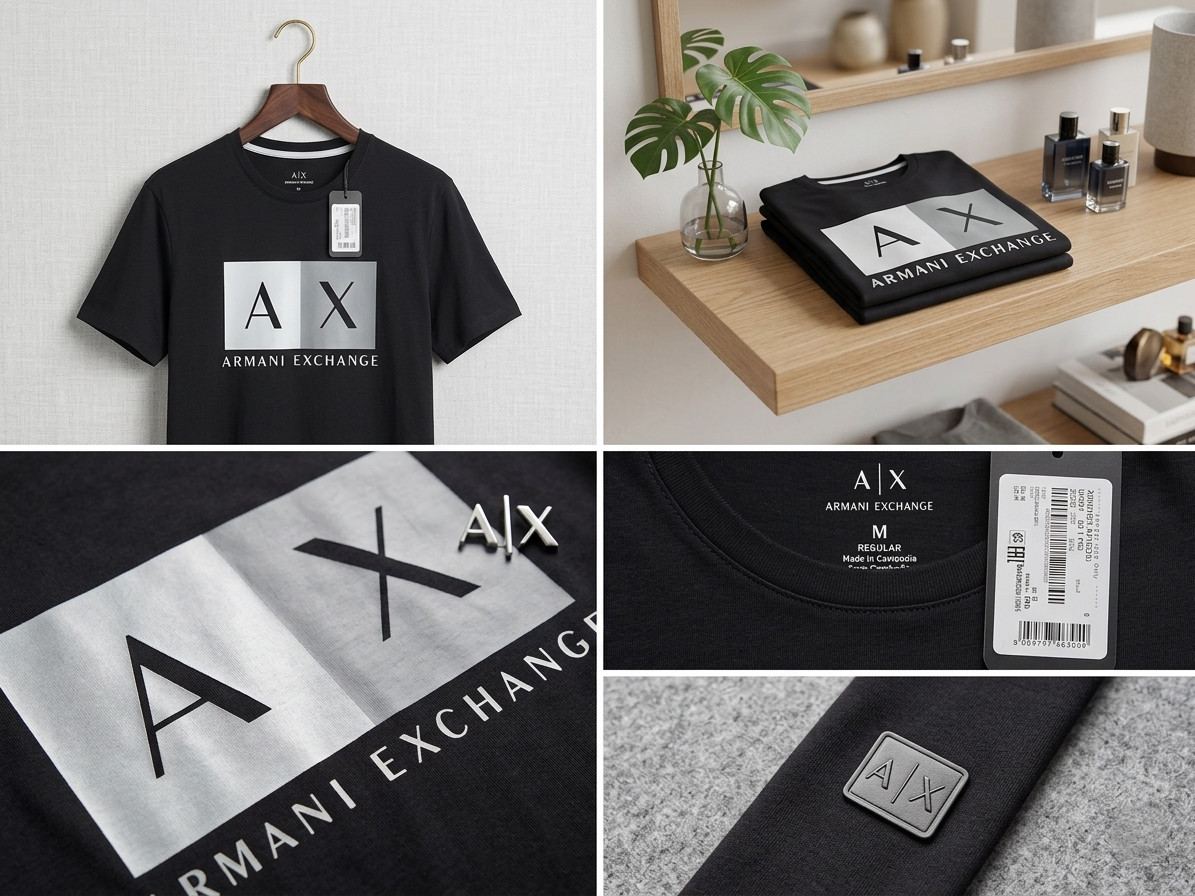 A|X Armani Exchange Men’s Textured Grid Box T-Shirt