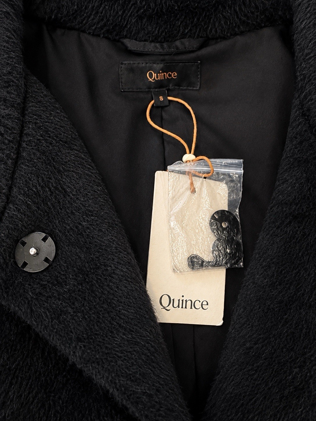 NWT Quince 100% Alpaca Wool Stand Collar Coat Black S