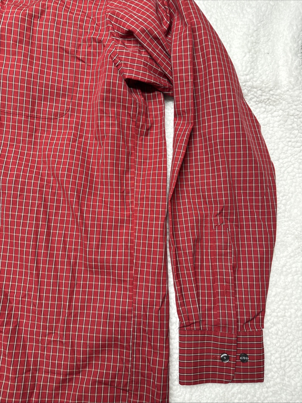 Eddie Bauer Mens Sz L Tall Red Plaid Button Down 100% Baumwolle Cotton LS Shirt