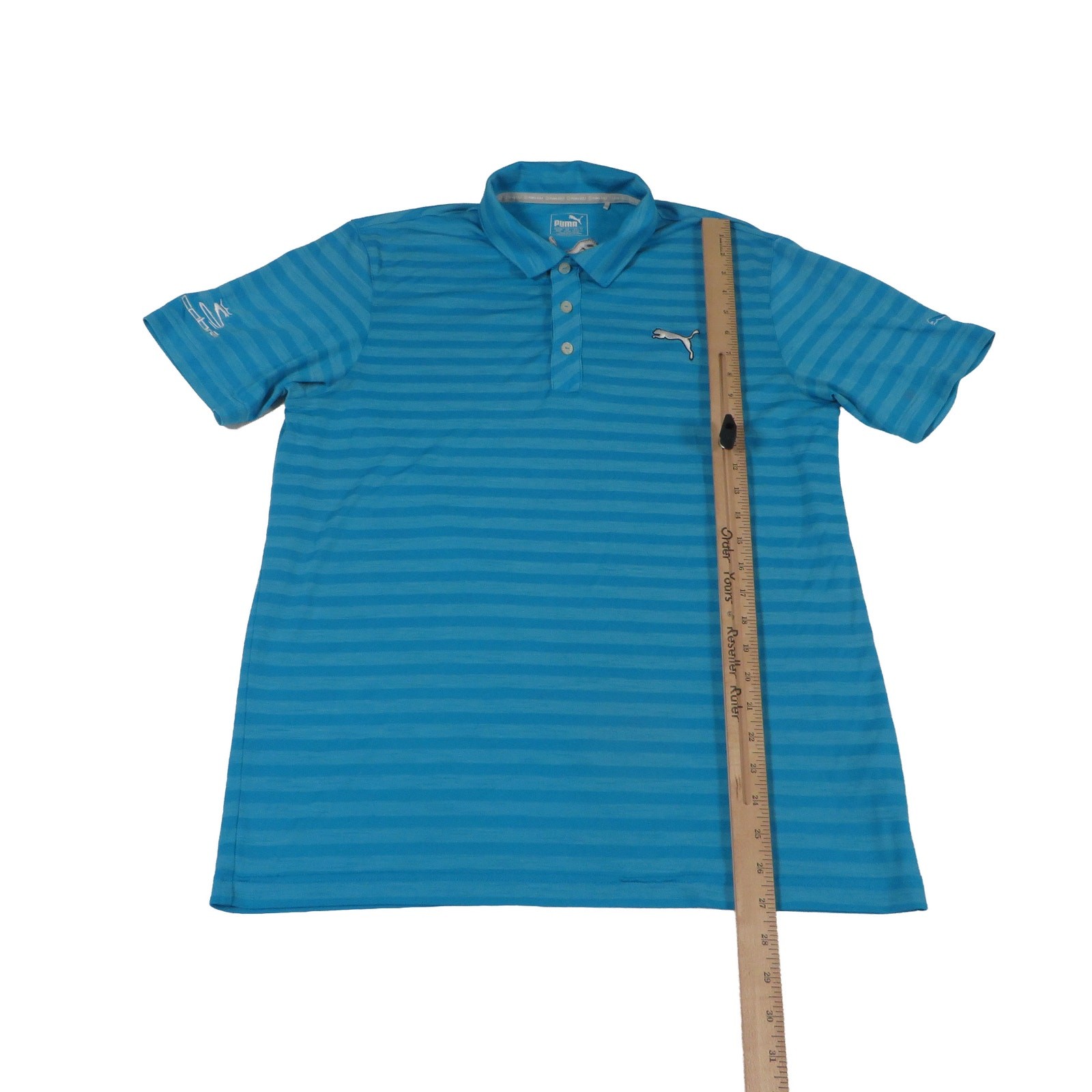 PUMA Cobra Embroidered Performance Stretch Striped Golf Polo Shirt Men’s Medium
