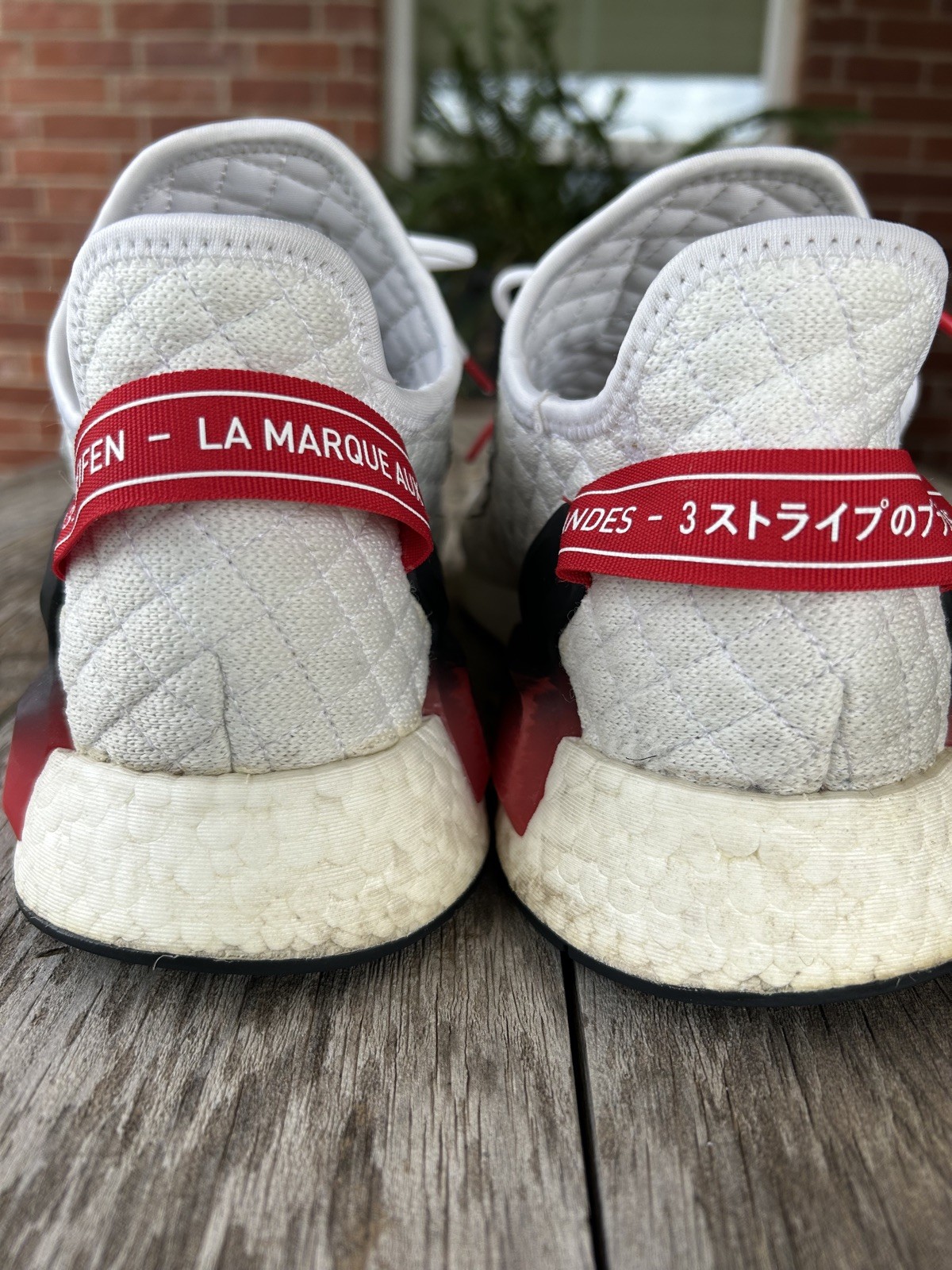 Adidas NMD R1 V2 Quilted White Black Red Sneakers Running Shoes, Men’s Size 14