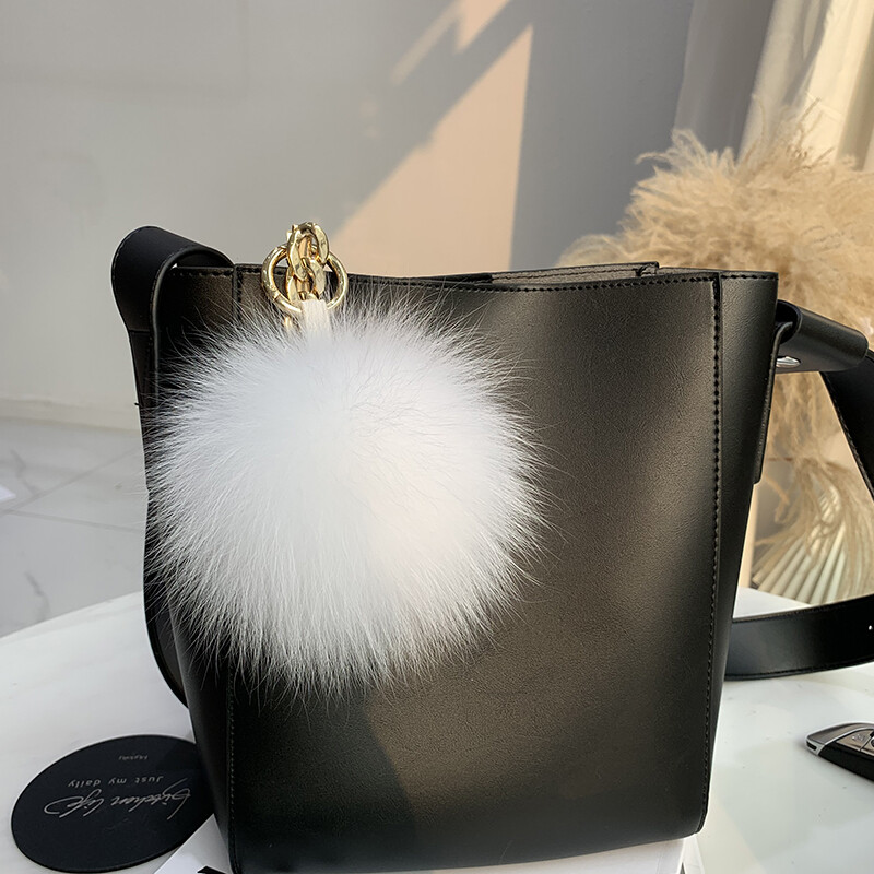 10cm Real Fox Fur Ball Pompom Keychain Bag Charm Car Phone Purse Pendant