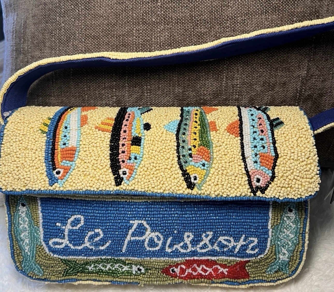 Viral America and Beyond Beaded Bag La Poisson Fish Sardines