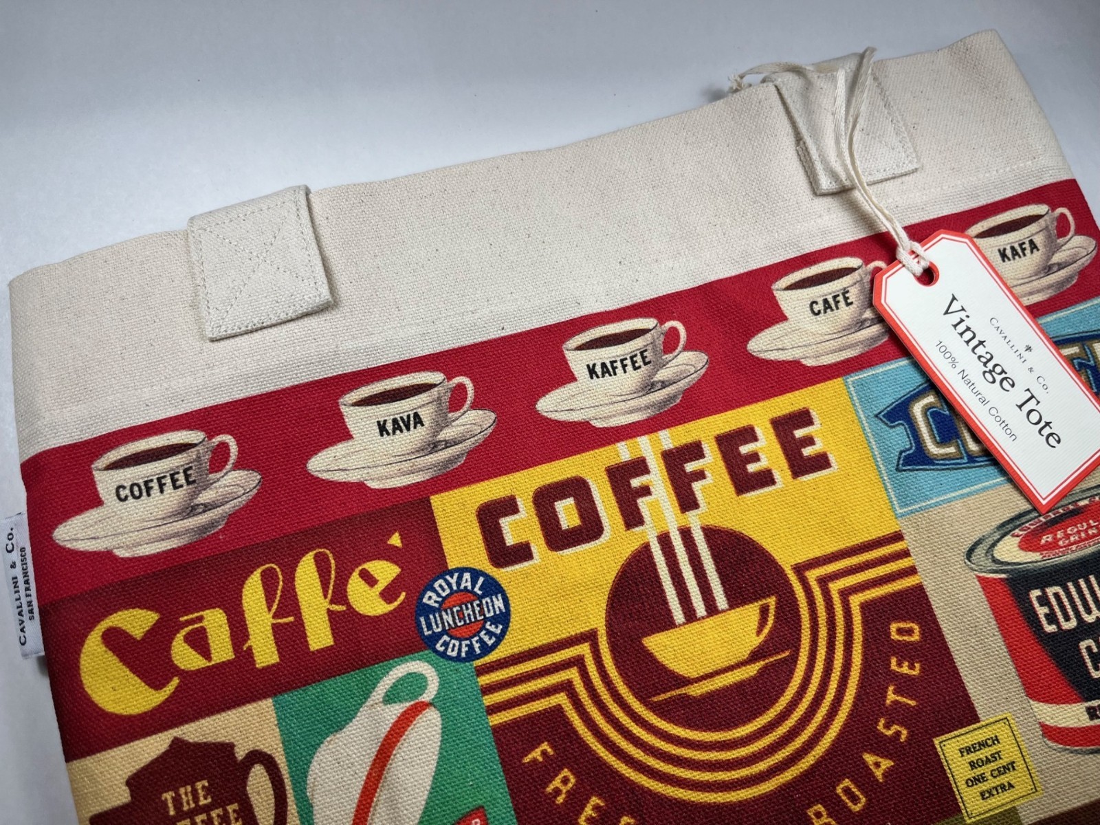 Cavallini & Co. Coffee Vintage Style Canvas Tote Bag