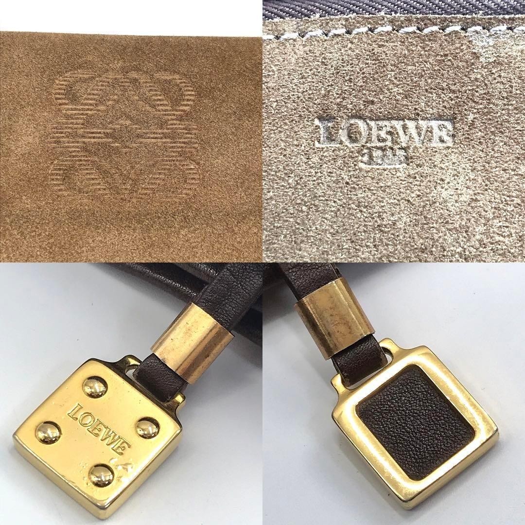 Loewe Vintage Clutch Bag Pouch Suede Leather Anagram Accessory Case W9.4xH5.1in